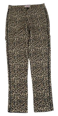 Béžovo-čierne elastické nohavice s leopardím vzorom Vingino