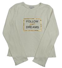 Smotanové rebrované crop tričko s nápisom Primark