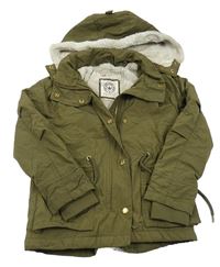 Khaki šušťáková zimná bunda s kapucňou H&M