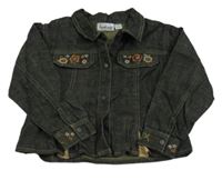 Tmavomodrá rifľová bunda s výšivkami květů Kiabi