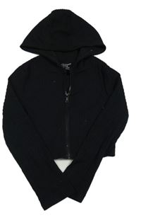 Čierna rebrovaná prepínaci crop mikina s kapucňou zn. Primark