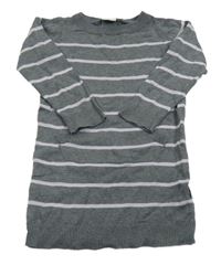 Tmavošedo-lila pruhované svetrové šaty Name it