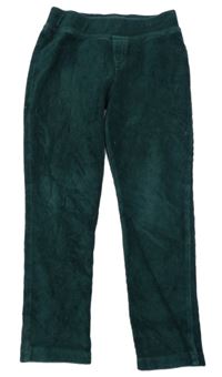 Tmavozelené žebrované sametové tregíny Nutmeg