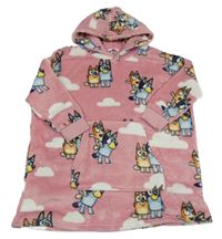 Růžová chlupatá oversize mikina s Bluey a kapucí M&S