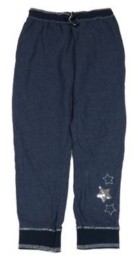 Tmavomodré melírované ľahké tepláky s hviezdami s flitrami Yigga