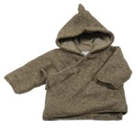 Hnědý melírovaný podšitý zavinovací svetr s kapucí Zara