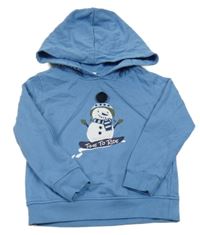Modrá mikina so sněhulákem a kapucňou Pocopiano