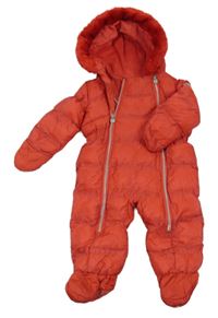 Červená šusťáková zimní kombinéza s kapucí s kožešinou Jasper Conran