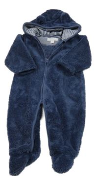 Tmavomodrá chlpatá kombinéza s kapucňou The Little White Company