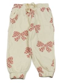 Krémové tepláky s mašlemi Tu