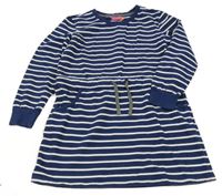 Tmaovmodro-biele pruhované teplákové šaty Lily & Dan