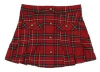 Červeno-čierno-biela kockovaná prepínaci skladaná sukňa H&M