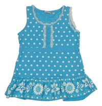 Modrá bodkovaná á tunika s kvetmi Berti