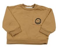 Hnedá mikina s vreckom so smajlíkom