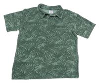 Khaki froté polo tričko s listami Y.F.K.