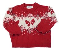 Červeno-béžový sveter s mašľami H&M