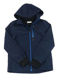 Tmavomodrá melírovaná sofhshellová bunda s kapucňou H&M