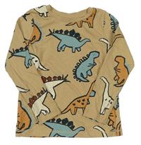 Hnedé pyžamové tričko s dinosaurami George