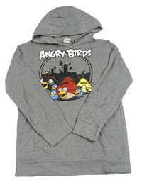 Sivá mikina s Angry Birds a kapucňou