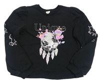 Čierna crop mikina s jednorožcom River Island