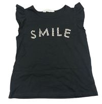 Tmavosivé tričko s nápisom H&M