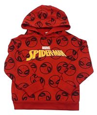 Červeno-čierna vzorovaná mikina so Spidermanem a kapucňou Marvel