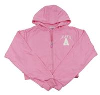 Ružová crop prepínaci mikina s nápisom a kapucňou Primark