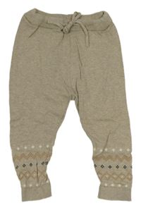 Béžové pletené tepláky so vzorem na nohavici H&M