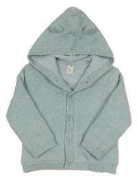 Světlezelený podšitý vlněný propínací svetr s kapucí H&M