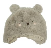 Světlešedá chlupatá podšitá čepice s čumákem Dunnes Stores 