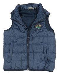 Tmavomodrá šušťáková zateplená vesta s nášivkou Impidimpi