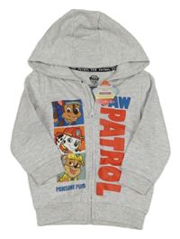 Nové - Šedá melírovaná propínací mikina s Tlapkovou patrolou a kapucí Nickelodeon