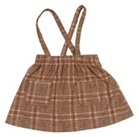 Hnedo-smotanová kockovaná úpletová sukňa s trakami George