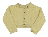 Žlutý perforovaný propínací crop svetr 