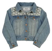 Světlemodrá crop riflová bunda s krajkou Denim Co.