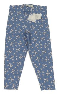 Nové - modré květované legíny sfera 