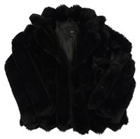 Černý kožešinový podšitý žebrovaný kabátek River Island