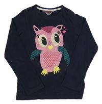 Tmavomodré triko se sovou 