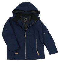 Tmavomodrá šusťáková funkční lyžařská bunda s kapucí 