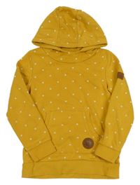 Okrová vzorovaná mikina s nášivkou a kapucňou Topolino