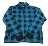 Modro-čierna kockovaná fleecová prepínaci mikina Yigga