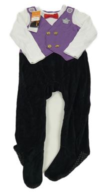 Nové - fialovo-černý overal s motýlkem F&F