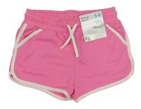 Nové - ružové teplákové kraťasy s bílým lemem Primark