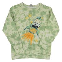 Zelená batikovaná mikina s raketou Tu
