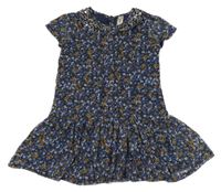 Tmavomodré kvetované šifónové šaty St. Bernard