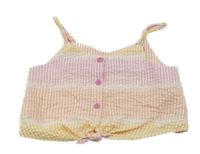 Růžovo-bílo-oranžový pruhovaný krepový crop top Primark