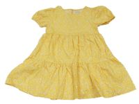 Žlté plátenné kvetované šaty F&F