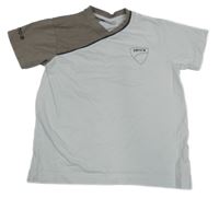 Bielo-hnedé tričko s nápisom