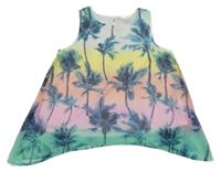 Ružovo-zeleno-žltá silonová tunika s palmami H&M