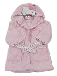 Světlerůžový chupatý župan s Hello Kitty a kapucí C&A